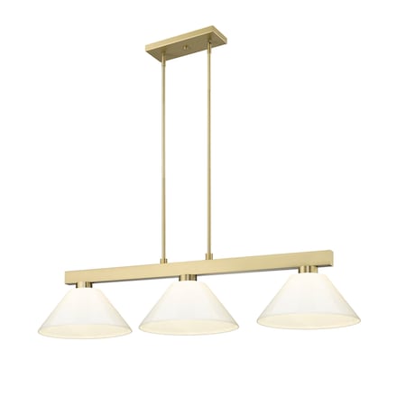 Z-Lite Cobalt Billiard, 3-Light, 14.25 In.W x 49.75 In.L x 10.5 In.H, Modern Gold/White 152MGLD-PWH